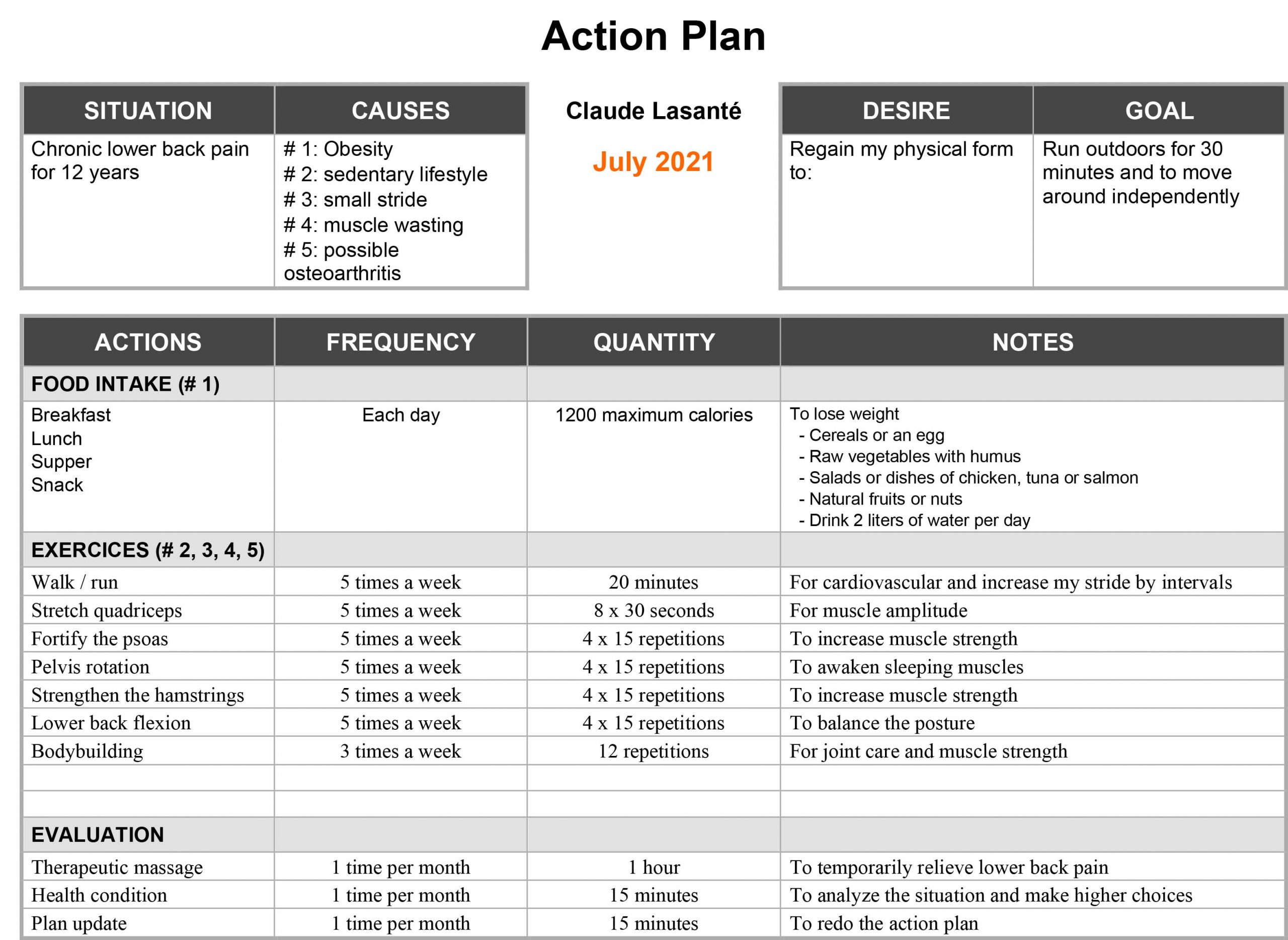 action plan lower back pain